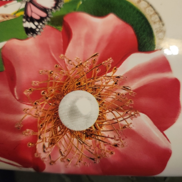 White floral bag. Can be carried as a clutch. Gold chain strap. - Picture 5 of 7